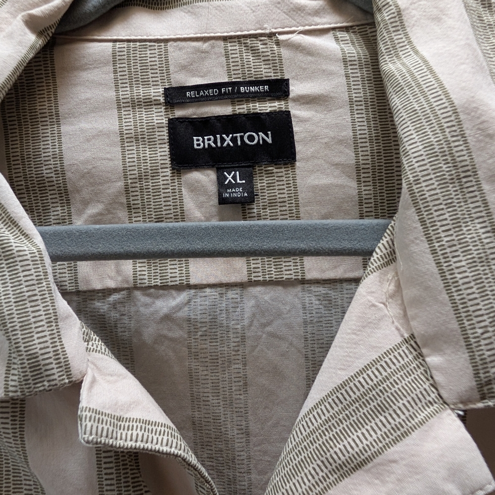 Brixton Beige Striped Shirt XL